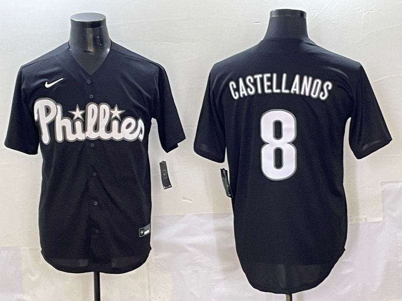 Men 2025 Philadelphia Phillies 8 Castellanos Black Fashion Nike MLB Jersey style 7151